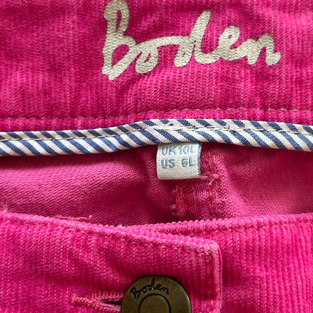 Boden Corduroy Straight Leg  Pants 6L -Hot Pink Raspberry